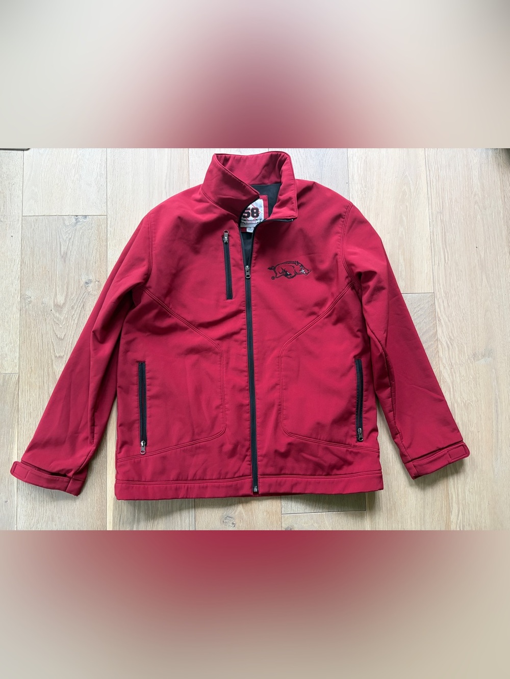 58 Sports Arkansas Razorbacks embroidered logo fleece lined midweight jacket - M